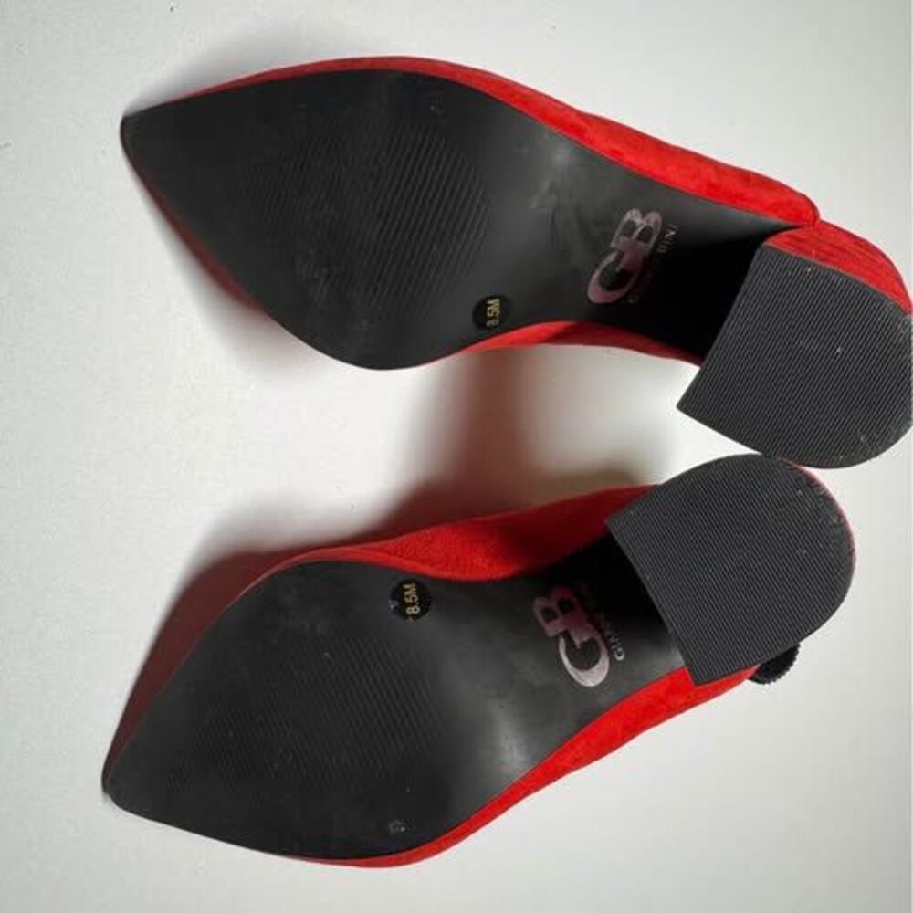 Gianni Bini Red Suede Slingback Block Heels - Picture 6 of 7